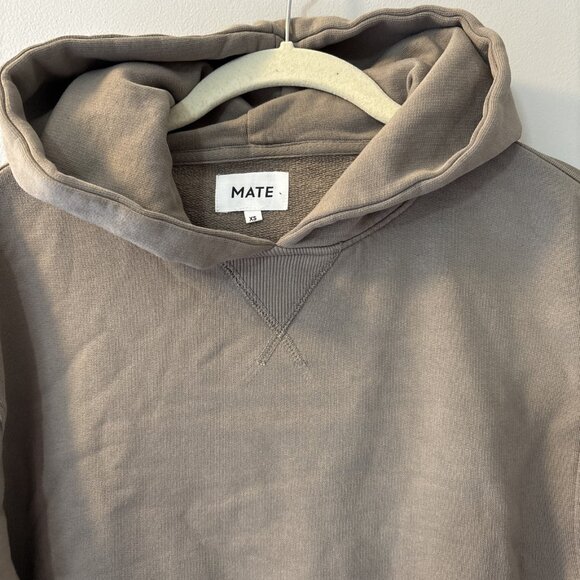 NWOT MATE The Label Organic Fleece Relaxed Cotton Hoodie PBL Taupe Brown Xsmall - Picture 4 of 6